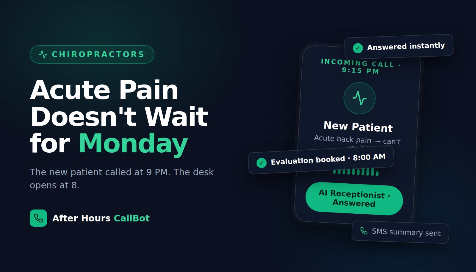 Acute Pain Doesn't Wait for Monday Morning — Why Chiropractors Lose New Patients to Voicemail