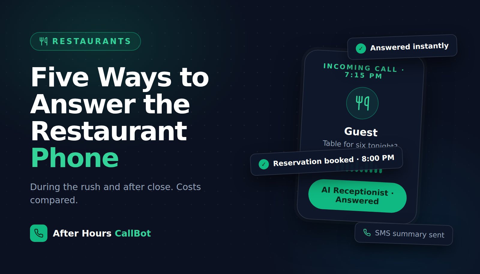 Restaurant Answering Service: Five Ways to Cover the Phone During the Rush and After Close